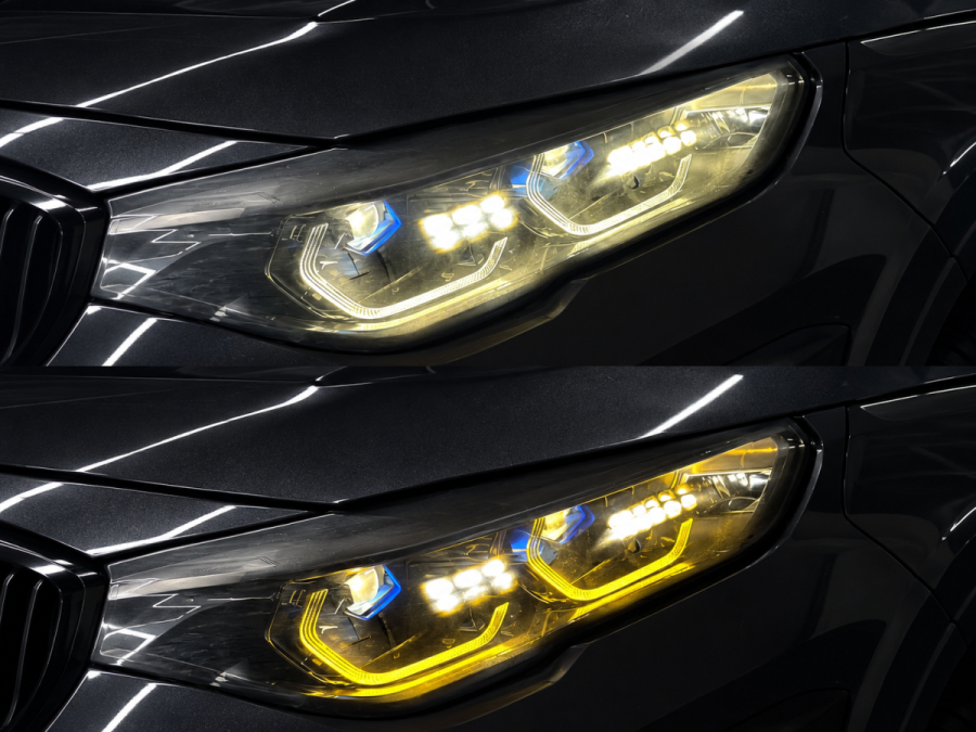 BMW X6 G06 жёлтые глазки в фарах